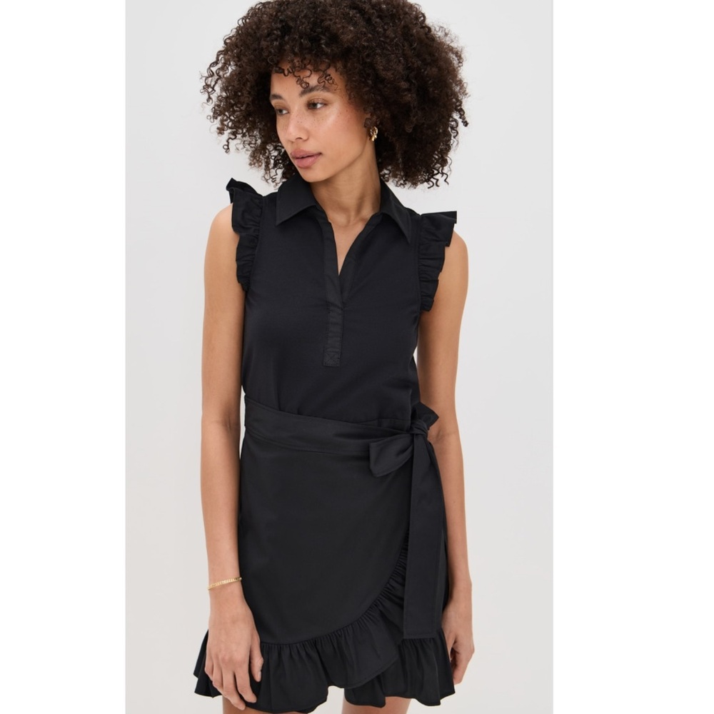Cinq à Sept Black Ruffle Sleeveless Mini Dress